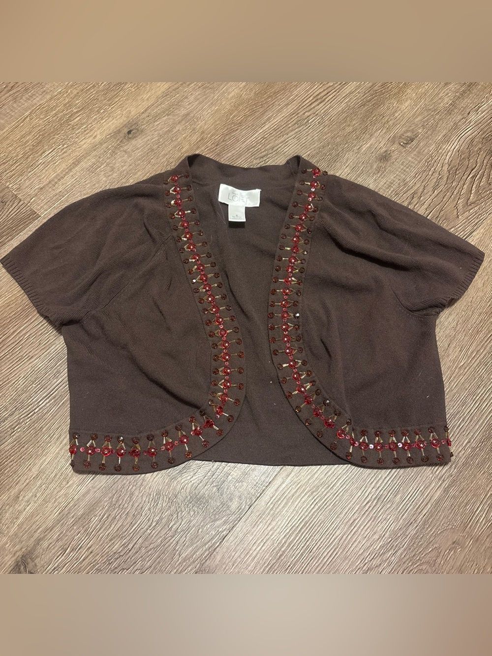 women’s loft beaded cardigan